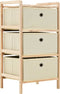 vidaXL - Opbergmeubel - met - 3 - stoffen - manden - cederhout - beige