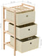 vidaXL - Opbergmeubel - met - 3 - stoffen - manden - cederhout - beige