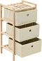 vidaXL - Opbergmeubel - met - 3 - stoffen - manden - cederhout - beige