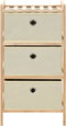 vidaXL - Opbergmeubel - met - 3 - stoffen - manden - cederhout - beige
