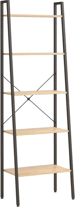 vidaXL - Opbergmeubel - met - 5 - lagen - 56x35x174 - cm - lichtbruin - en - zwart