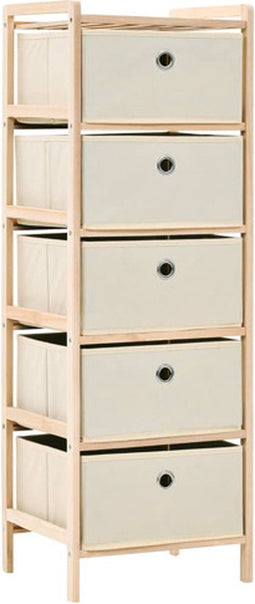 vidaXL - Opbergmeubel - met - 5 - stoffen - manden - cederhout - beige