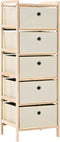 vidaXL - Opbergmeubel - met - 5 - stoffen - manden - cederhout - beige
