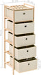 vidaXL - Opbergmeubel - met - 5 - stoffen - manden - cederhout - beige
