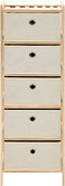 vidaXL - Opbergmeubel - met - 5 - stoffen - manden - cederhout - beige
