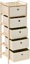 vidaXL - Opbergmeubel - met - 5 - stoffen - manden - cederhout - beige