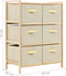 vidaXL - Opbergmeubel - met - 6 - stoffen - manden - cederhout - beige