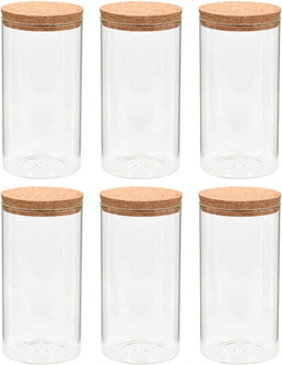 vidaXL - Opbergpotten - met - kurken - deksel - 6 - st - 1400 - ml - glas