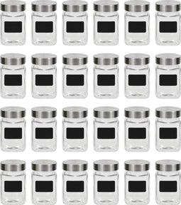 vidaXL - Opbergpotten - met - stickers - 24 - st - 300 - ml