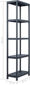 vidaXL - Opbergrek - 125 - kg - 60x30x180 - cm - kunststof - zwart