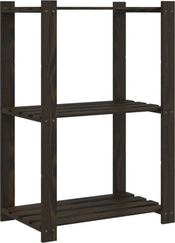 vidaXL - Opbergrek - 3-laags - 60x38x90 - cm - massief - grenenhout - zwart