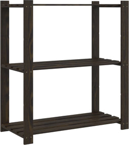 vidaXL - Opbergrek - 3-laags - 80x38x90 - cm - massief - grenenhout - zwart