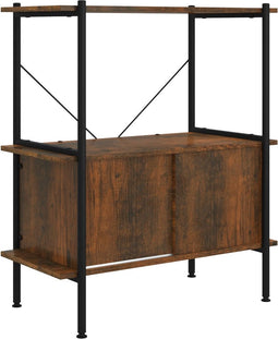 vidaXL - Opbergrek - 3-laags - met - kast - 80x40x92 - cm - staal - en - bewerkt - hout