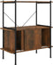 vidaXL - Opbergrek - 3-laags - met - kast - 80x40x92 - cm - staal - en - bewerkt - hout