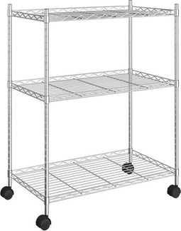 vidaXL Opbergrek 3-laags met wielen 150 kg 60x35x81 cm chroom