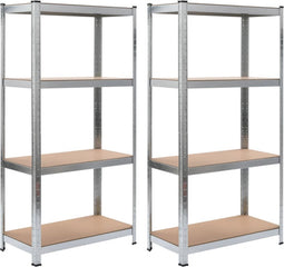 vidaXL - Opbergrek - 4-laags - 2 - st - staal - & - bewerkt - hout - zilverkleurig