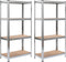 vidaXL - Opbergrek - 4-laags - 2 - st - staal - & - bewerkt - hout - zilverkleurig