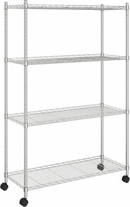 vidaXL Opbergrek 4-laags met wielen 200 kg 90x35x142 cm chroomkleurig