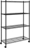 vidaXL Opbergrek 4-laags met wielen 200 kg 90x35x142 cm zwart