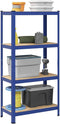 vidaXL - Opbergrek - 4-laags - staal - en - bewerkt - hout - blauw