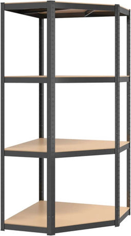 vidaXL - Opbergrek - 4-laags - staal - en - bewerkt - hout - antracietkleurig