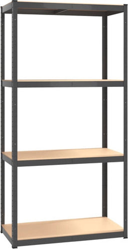 vidaXL - Opbergrek - 4-laags - staal - en - bewerkt - hout - antracietkleurig