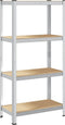 vidaXL - Opbergrek - 4-laags - staal - en - bewerkt - hout - zilverkleurig