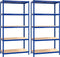 vidaXL - Opbergrek - 5-laags - 2 - st - staal - & - bewerkt - hout - blauw