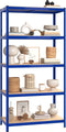 vidaXL - Opbergrek - 5-laags - 2 - st - staal - & - bewerkt - hout - blauw