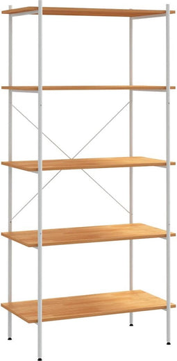 vidaXL - Opbergrek - 5-laags - 80x40x163 - cm - wit - en - eikenkleurig
