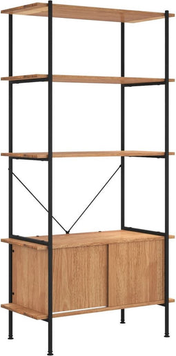vidaXL - Opbergrek - 5-laags - met - kast - 80x40x163 - cm - staal - en - bewerkt - hout