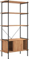 vidaXL - Opbergrek - 5-laags - met - kast - 80x40x163 - cm - staal - en - bewerkt - hout