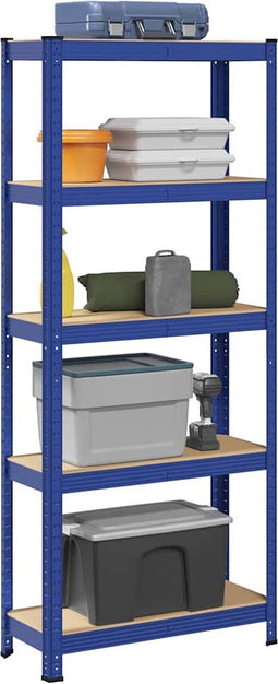 vidaXL - Opbergrek - 5-laags - staal - & - bewerkt - hout - blauw