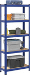 vidaXL - Opbergrek - 5-laags - staal - & - bewerkt - hout - blauw