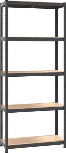 vidaXL - Opbergrek - 5-laags - staal - & - bewerkt - hout - antracietkleurig