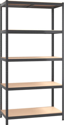 vidaXL - Opbergrek - 5-laags - staal - & - bewerkt - hout - antracietkleurig