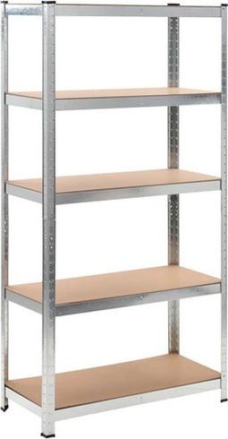 vidaXL - Opbergrek - 5-laags - staal - en - bewerkt - hout - grijs