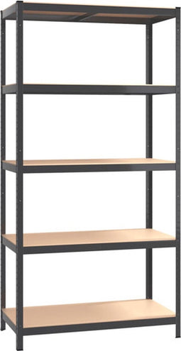 vidaXL - Opbergrek - 5-laags - staal - en - bewerkt - hout - antracietkleurig