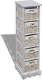 vidaXL - Opbergrek - met - 5 - weefmanden - hout - wit