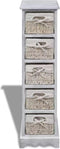 vidaXL - Opbergrek - met - 5 - weefmanden - hout - wit