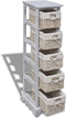 vidaXL - Opbergrek - met - 5 - weefmanden - hout - wit