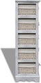 vidaXL - Opbergrek - met - 5 - weefmanden - hout - wit