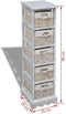vidaXL - Opbergrek - met - 5 - weefmanden - hout - wit