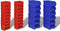 vidaXL Opbergrek voor aan de wand blauw en rood 30-delig