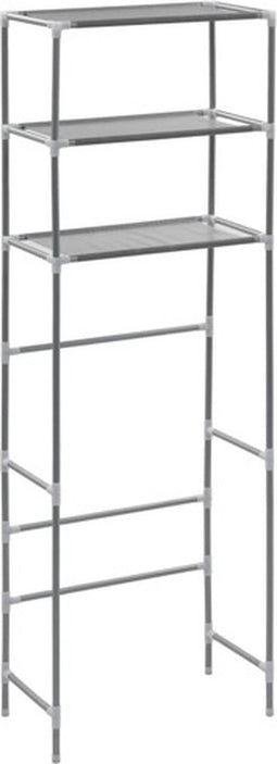 vidaXL - Opbergrek - voor - boven - toilet - 3-laags - 53x28x169 - cm - zilverkleurig