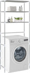 vidaXL - Opbergrek - voor - boven - toilet - 3-laags - 53x28x169 - cm - zilverkleurig