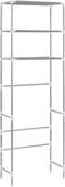 vidaXL - Opbergrek - voor - boven - toilet - 3-laags - 53x28x169 - cm - zilverkleurig