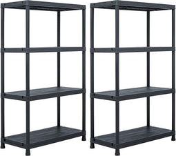 vidaXL - Opbergrekken - 2 - st - 200 - kg - 80x40x138 - cm - kunststof - zwart