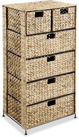 vidaXL - Opbergset - met - 6 - manden - 47x37x100 - cm - waterhyacint