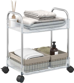vidaXL - Opbergtrolley - 2-laags - 37x28x43,5 - cm - acryl - transparant